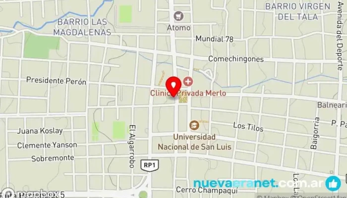 mapa de Alfajores Manjares de Merlo Tienda de golosinas, Tienda de alimentos naturales en Merlo