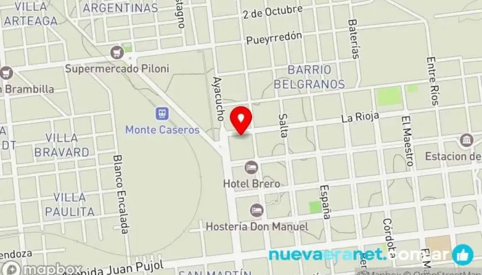 mapa de Alojamiento Duplex La Palmera Monte Caseros Corrientes Alojamiento con servicio en Monte Caseros