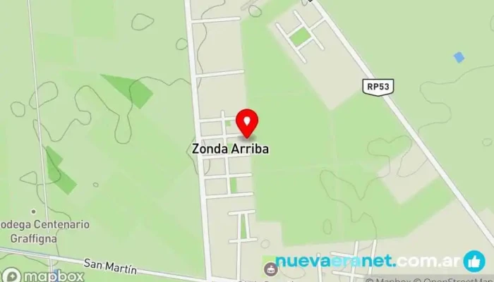 mapa de Barrio Obrero Municipal Urbanización en Zonda