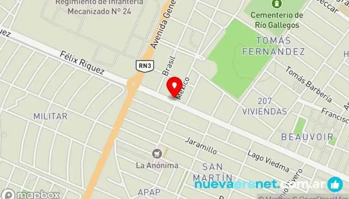 mapa de Bongya Panadería en Río Gallegos
