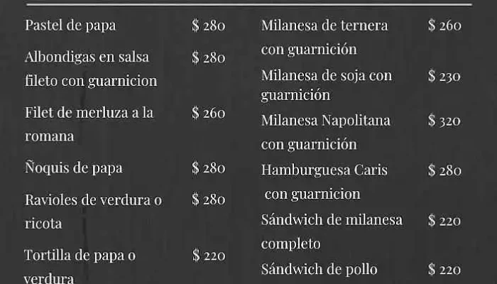 Caris Confiteria Y Panaderia Carta - Cdad. Autónoma de Buenos Aires