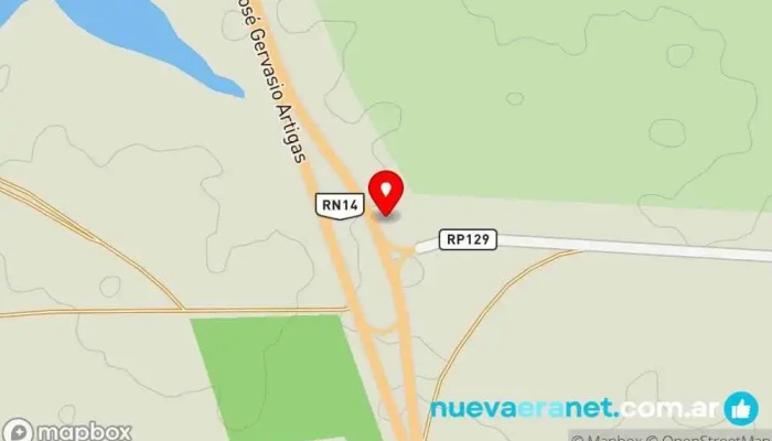 mapa de Cartel de ingreso a Monte Caseros Atracción turística en Corrientes