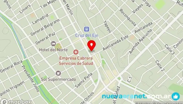 mapa de Casa Arias Librería en Cruz del Eje