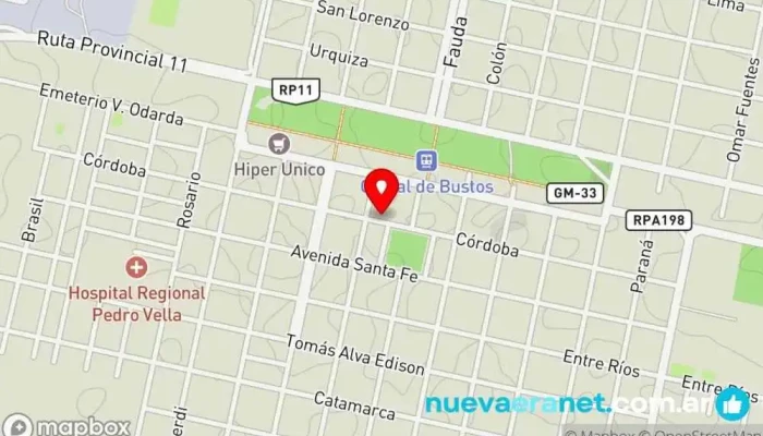 mapa de Casa Castagno Librería, Tienda de golosinas, Juguetería en Corral de Bustos-Ifflinger