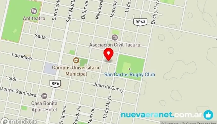 mapa de Casa de mami y mariana Sociedad de viviendas en San Carlos Centro