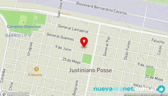 mapa de Casa Petroselli Librería, Mercería en Justiniano Posse