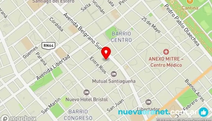 mapa de Casa Raiz alimentos naturales Tienda de alimentos naturales, Tienda de alimentos orgánicos en Santiago del Estero