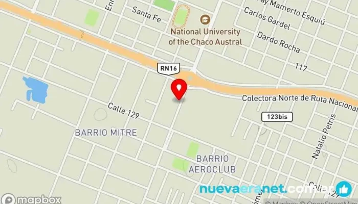 mapa de Cecilia rolon tec en higiene y seguridad en el trabajo Panadería en Sáenz Peña