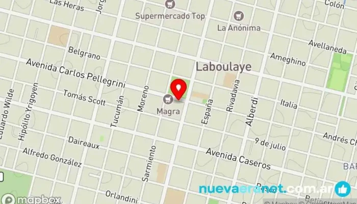 mapa de Centro Familiar de Adoración Iglesia evangélica en Laboulaye