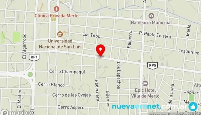 mapa de CENTRO NUEVO, MERLO SAN LUIS Atracción turística en Merlo