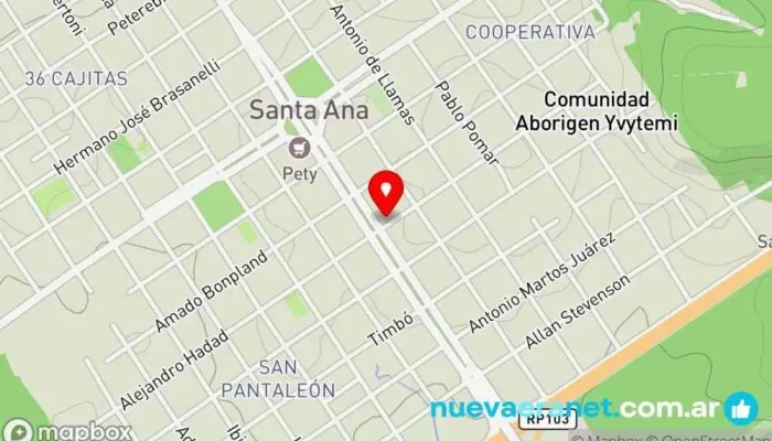 mapa de Chiperia y Panadería cooperativa de chiperros Panadería en Santa Ana