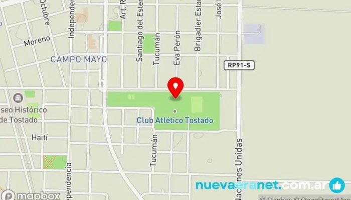 mapa de Club Atlético Tostado Club deportivo en Tostado