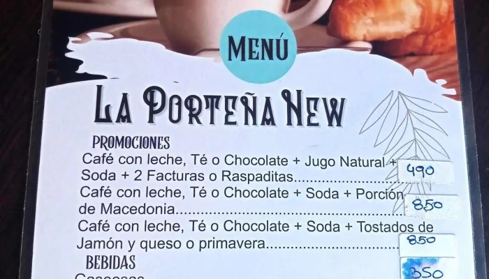 Confiteria La Portena Carta - San Rafael