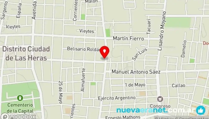 mapa de Confiteria Nuevo Amanecer Panadería en Las Heras