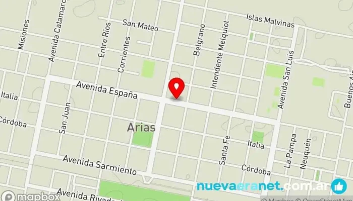 mapa de Corralón Casa Suita Proveedor de materiales de construcción, Proveedor de materiales abrasivos, Tienda de materiales para la construcción, Constructor de aparcamientos techados y pérgolas, Contratista en Arias