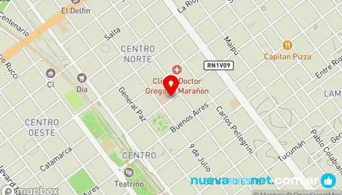 mapa de CPF Centro de Promoción Familiar Dr. Amadeo Sabattini Oficina de gobierno local, Residencia de ancianos en Villa María