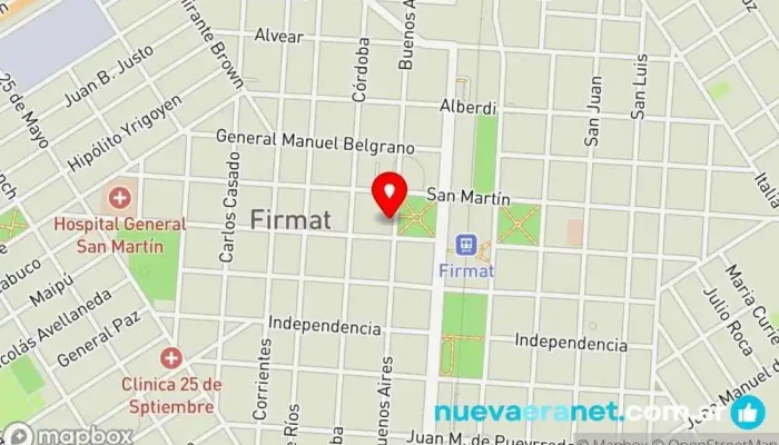 mapa de Daniel Pernigotti s.r.l. Inmobiliaria y Remates. Casa de subastas, Agentes inmobiliarios en Firmat