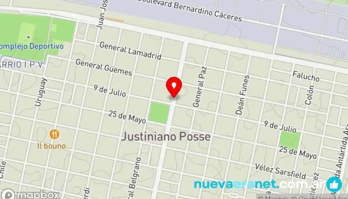 mapa de Del Bianco Hnos. Agencia inmobiliaria, Arquitecto, Abogado, Agentes inmobiliarios en Justiniano Posse