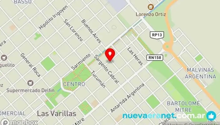 mapa de Departamento GAMA 111  en Las Varillas