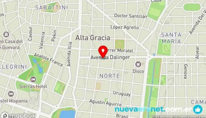 mapa de Dietética Alma y Vida Tienda de medicinas naturales, Tienda de alimentos naturales en Alta Gracia