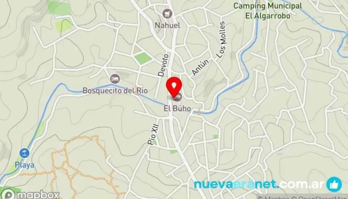 mapa de El Búho Restaurante en Agua de Oro