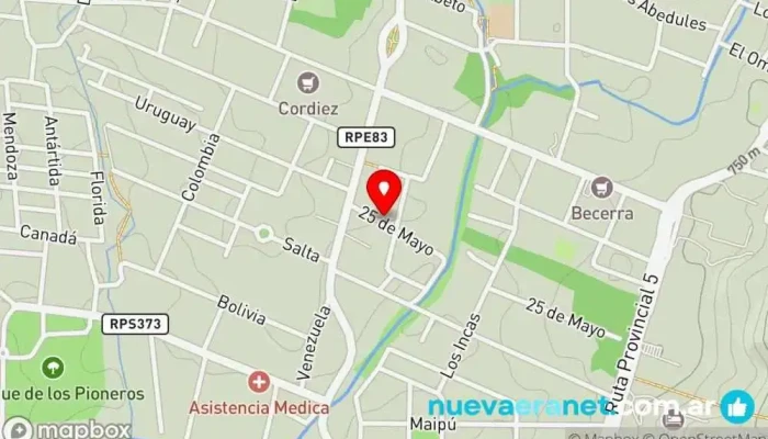 mapa de El Gordobes Panadería, Restaurante de desayunos en Villa Gral. Belgrano
