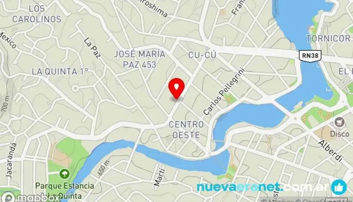 mapa de El Nazareno: Fábrica familiar de Alfajores y Especialidades. Tienda de delicatessen en Villa Carlos Paz