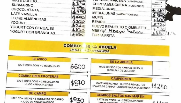 El Pan De La Abuela -  Carta - Puerto Iguazú