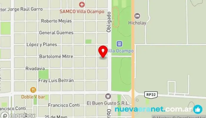 mapa de El Remanso pesca y camping Área de pesca en Villa Ocampo