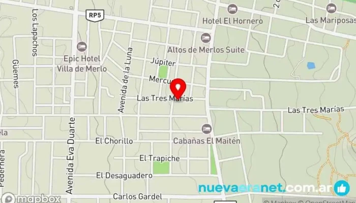 mapa de El Zorzal Cabañas - Merlo - San Luis Casa rural, Albergue, Hotel, Cabaña de montaña, Apartamento turístico en Merlo