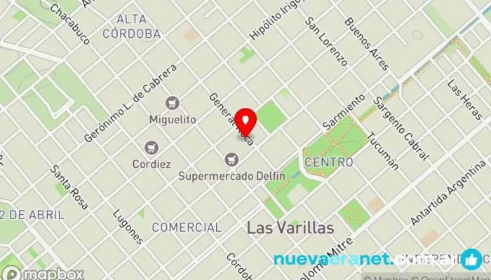 mapa de Gomería Calderón Tienda de neumáticos en Las Varillas