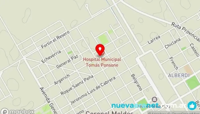 mapa de Hogar De Ancianos San Juan Evangelista Pensión en Coronel Moldes