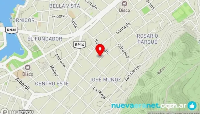 mapa de IL GUFO Servicio de catering, Pastelería, Fabricante de alimentos congelados, Comida a domicilio en Villa Carlos Paz