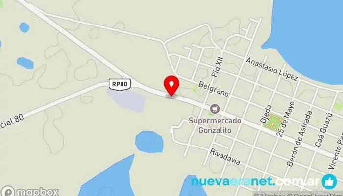 mapa de Ingreso a Nueve de Julio Parque infantil en Corrientes