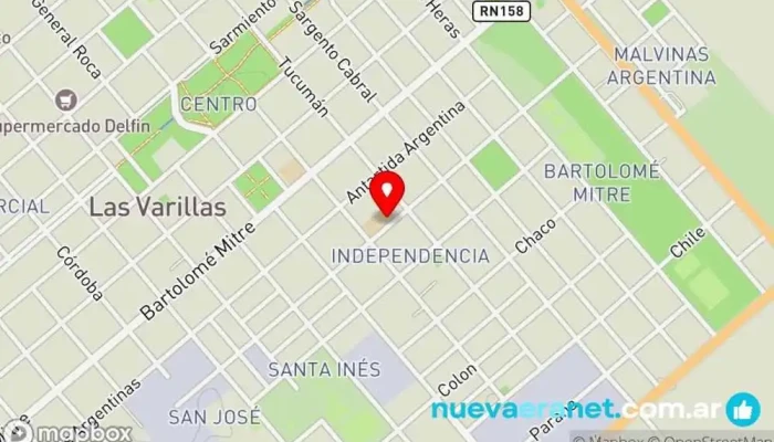 mapa de I.P.E.T 263 Las Varillas Escuela en Las Varillas