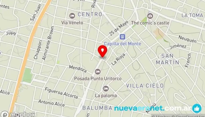 mapa de La casa de baco Comercio en Capilla del Monte