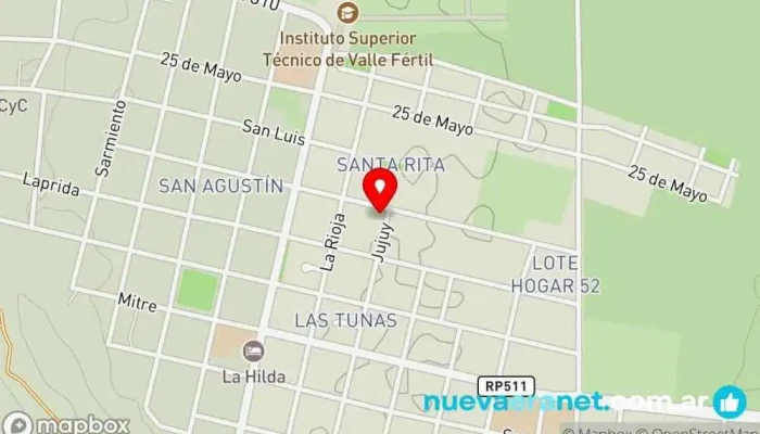 mapa de La Casa de Luis. Valle Fertil Alojamiento con servicio en San Juan