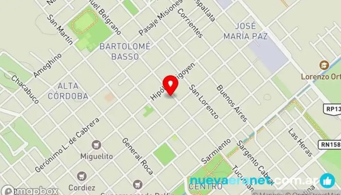 mapa de La Mandolina Casa de Comidas Comida a domicilio en Las Varillas