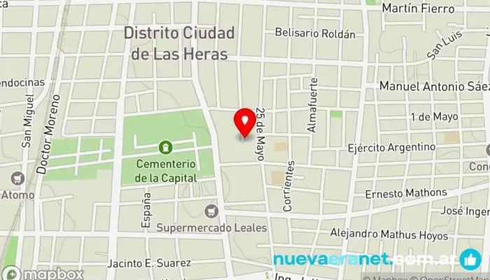 mapa de Las Heras Panadería en Las Heras