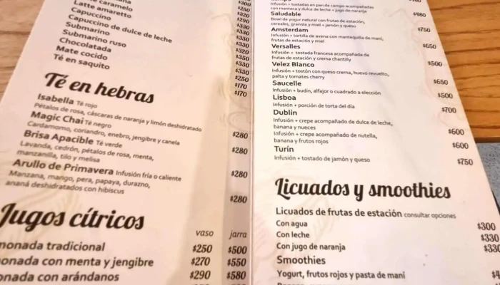 Manzano Panaderia Y Confiteria Carta - Concepción