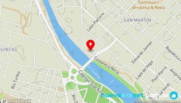 mapa de Mis dulces raices Panadería, Pastelería en Río Cuarto