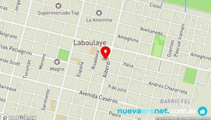 mapa de MOLTO DOLCE PANADERIA Y CONFITERIA Panadería en Laboulaye