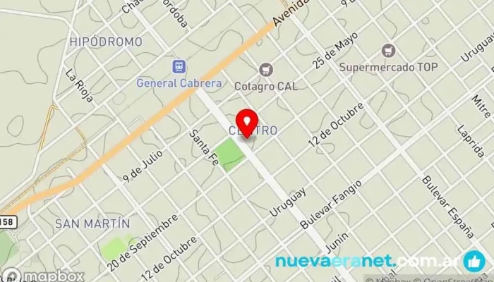 mapa de Municipalidad de General Cabrera Ayuntamiento, Diputación en Gral. Cabrera