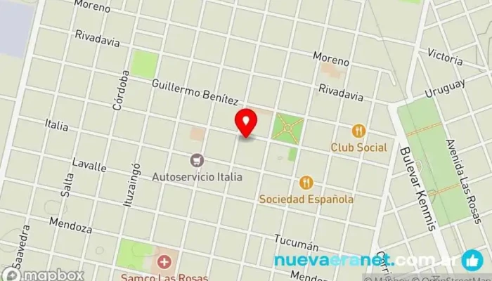 mapa de Municipalidad de Las Rosas Oficinas del ayuntamiento en Las Rosas