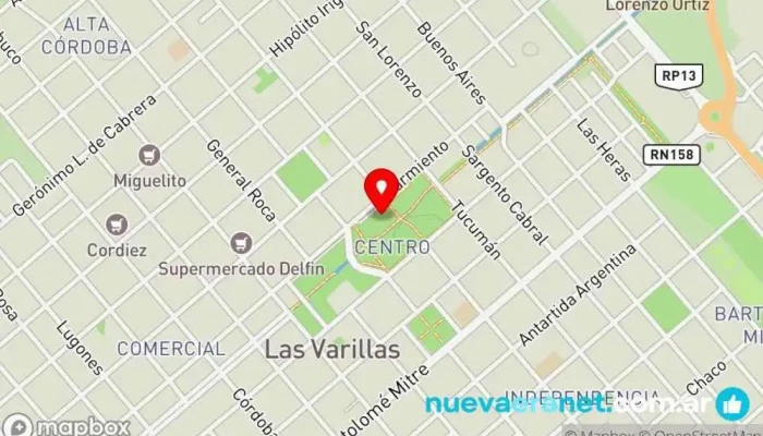 mapa de Municipalidad de Las Varillas Ayuntamiento en Las Varillas