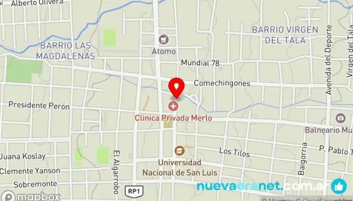 mapa de Neomicron Computacion Merlo, San Luis Tienda de informática, Empresa de software, Diseñador de sitios web en Merlo