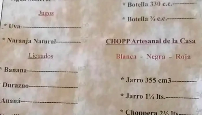 Nuevo Tirol Casa De Te Patio Cervecero Carta - Agua de Oro