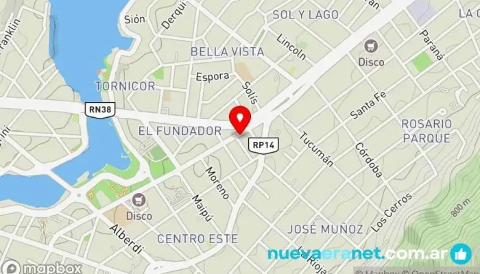 mapa de Pagani Giuliani Tasador, Agencia de bienes inmuebles comerciales, Tasador de bienes inmuebles, Actuación judicial, Tasador inmobiliario en Villa Carlos Paz