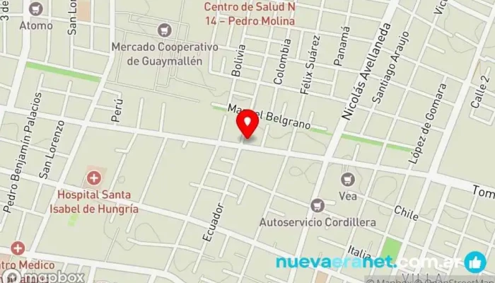 mapa de Pan tostado Panadería en Guaymallén