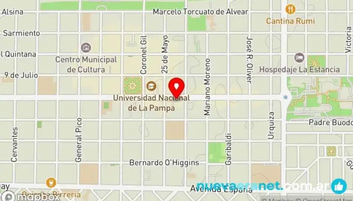 mapa de Panadería - Confitería Santa Fe Cafetería, Panadería, Bar restaurante, Restaurante de desayunos, Heladería en Santa Rosa